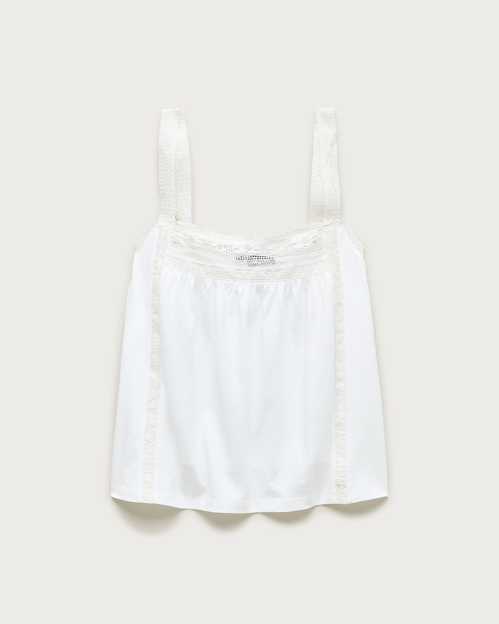Lace-trim tank top in broken-in jersey | J. Crew US