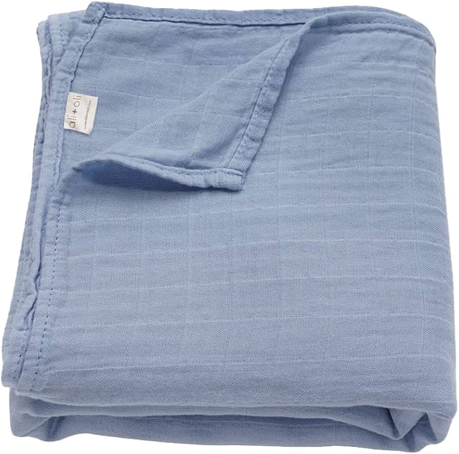 Ali+Oli Muslin Swaddle Blanket for Baby (Dream Blue) Large 47" x 47" Soft Rayon Made from Bamboo ... | Amazon (US)