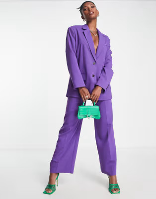 ASOS DESIGN relaxed suit pants in purple | ASOS (Global)