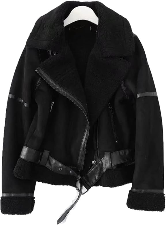 LY VAREY LIN Women's Faux Shearing Moto Jacket Thick Lined Parka Winter Shearling Coat Leather Ja... | Amazon (US)