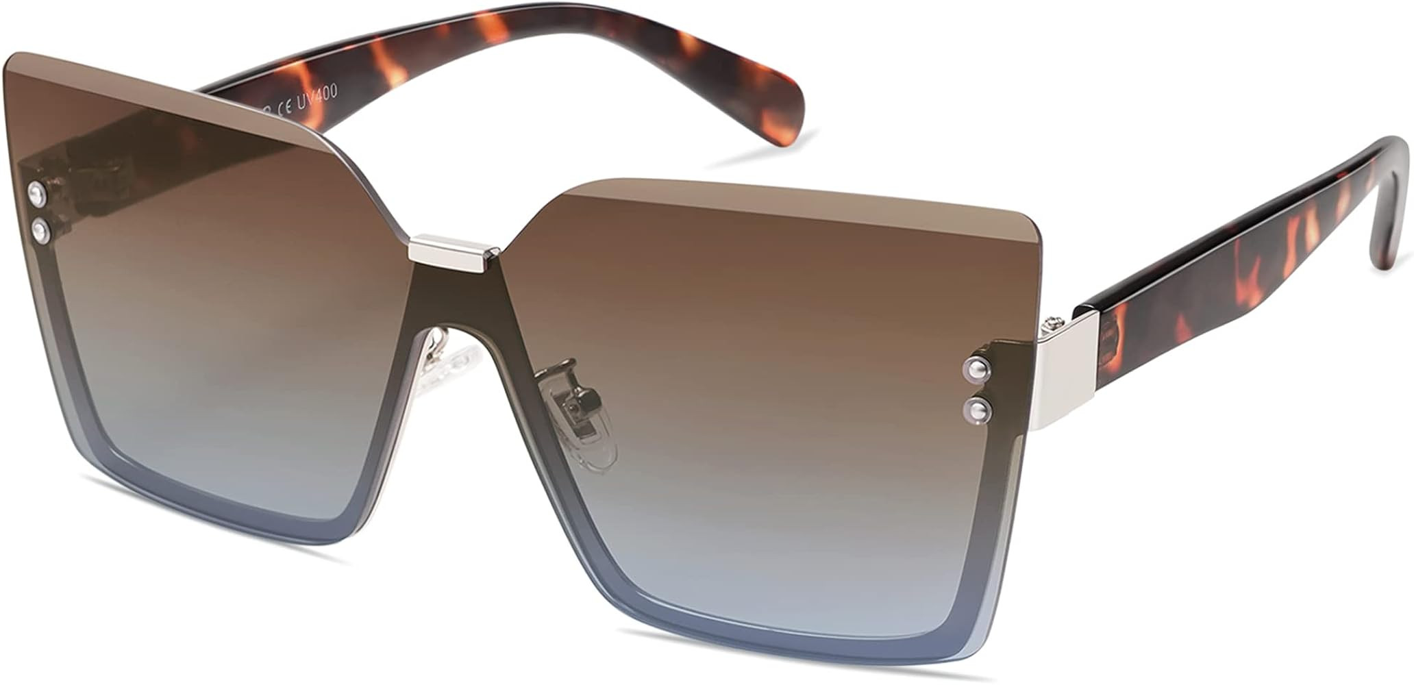 SOJOS Trendy Square Oversized Sunglasses Womens Big Rimless UV400 Ladies Shades SJ1160 | Amazon (US)