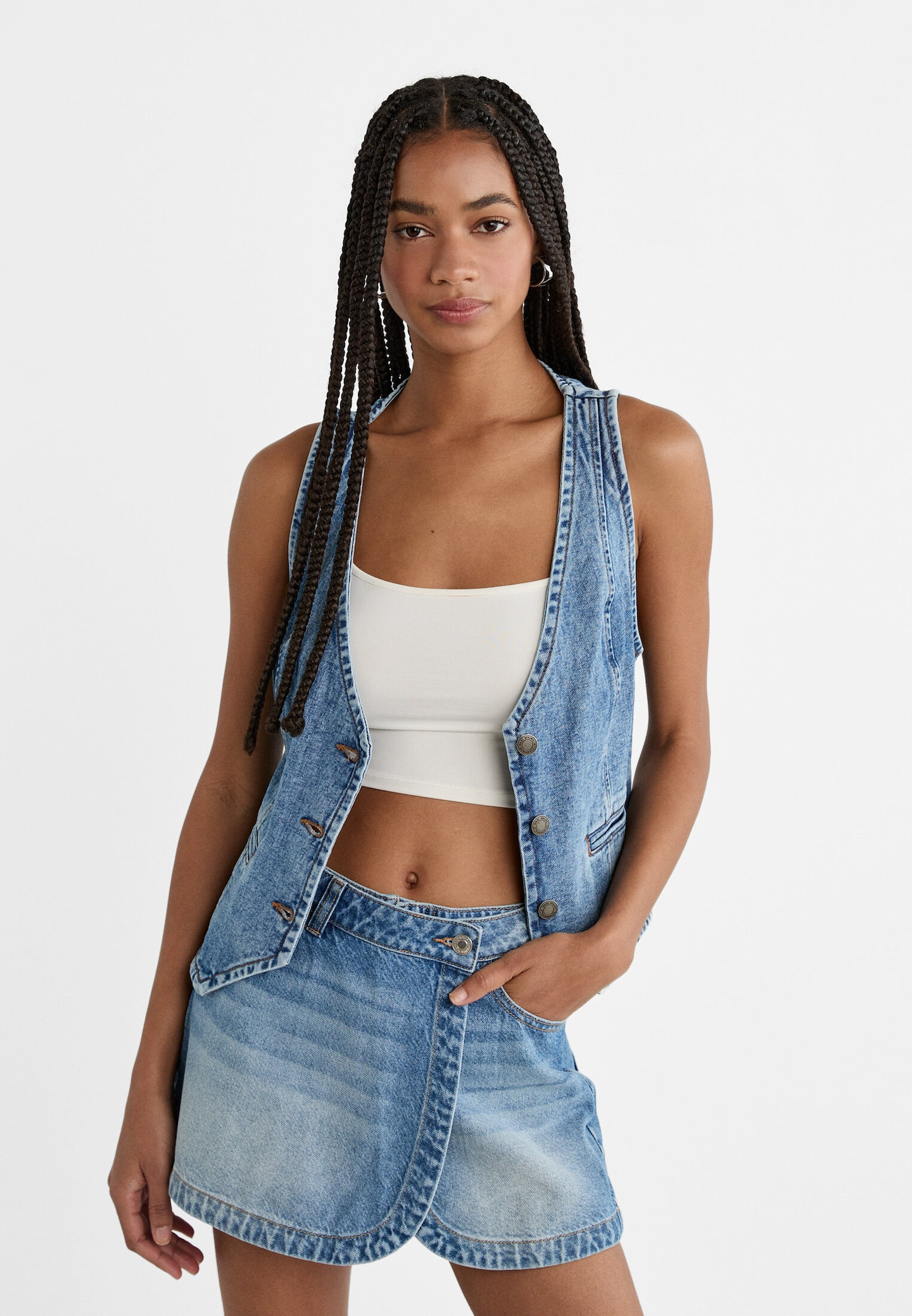 Denim waistcoat - Women's Waistcoats | Stradivarius United Kingdom | Stradivarius (UK)