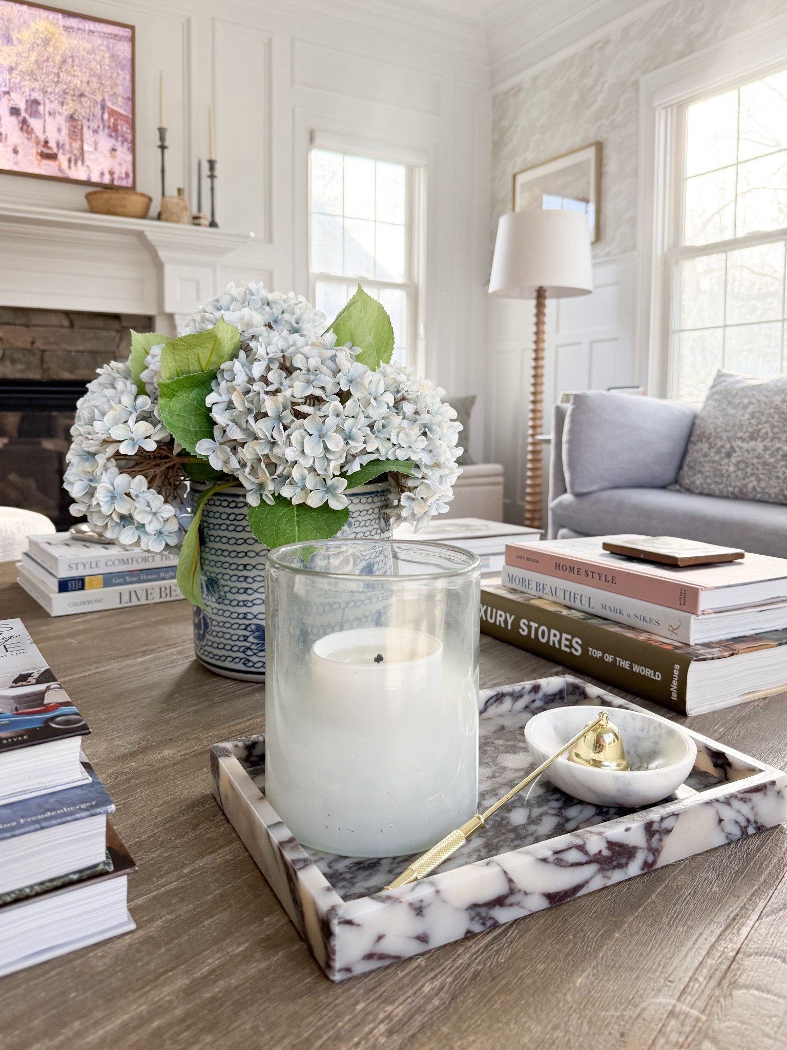 Living room spring accessories, neutral home, marble tray, votive candle holder, hydrangea, floor lamp, living room furniture 

#LTKSeasonal #LTKHome #LTKSaleAlert