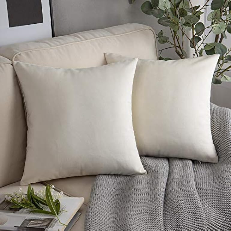 Phantoscope Pack of 2 Velvet Decorative Throw Pillow Covers Soft Solid Square Cushion Case for Co... | Amazon (US)