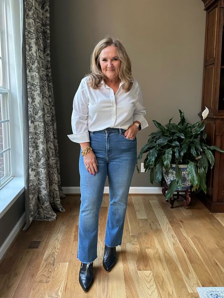 The most expensive jeans I own and every time I wear them I remember they are worth it. Wearing a size 33. Make sure you size up a full size!!!

Blouse size 2.5 loose fitting on me. 

Black boots size up 1/2 size 

Fall outfits 

#LTKSeasonal #LTKmidsize #LTKover40