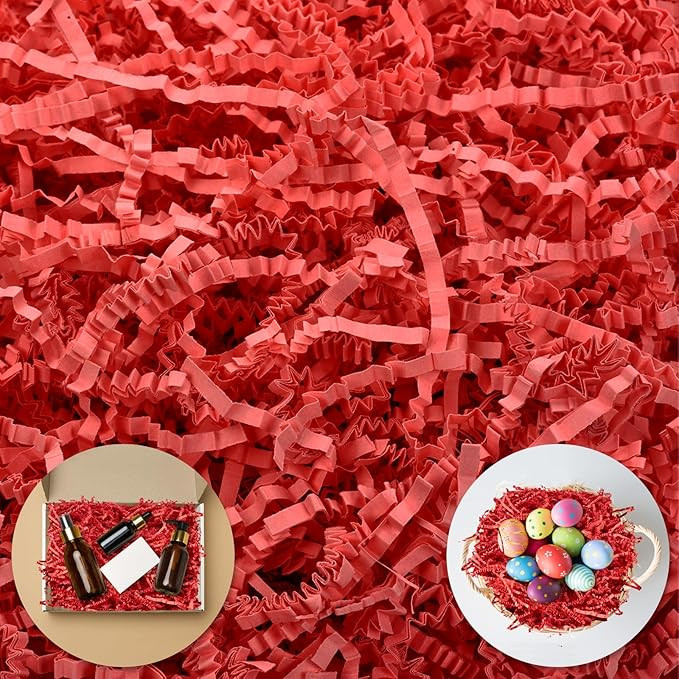 Darfukei Shredded Paper For Gift Baskets, 1/2LB (8 oz) Red Crinkle Paper Filler for Mother's Day ... | Amazon (US)