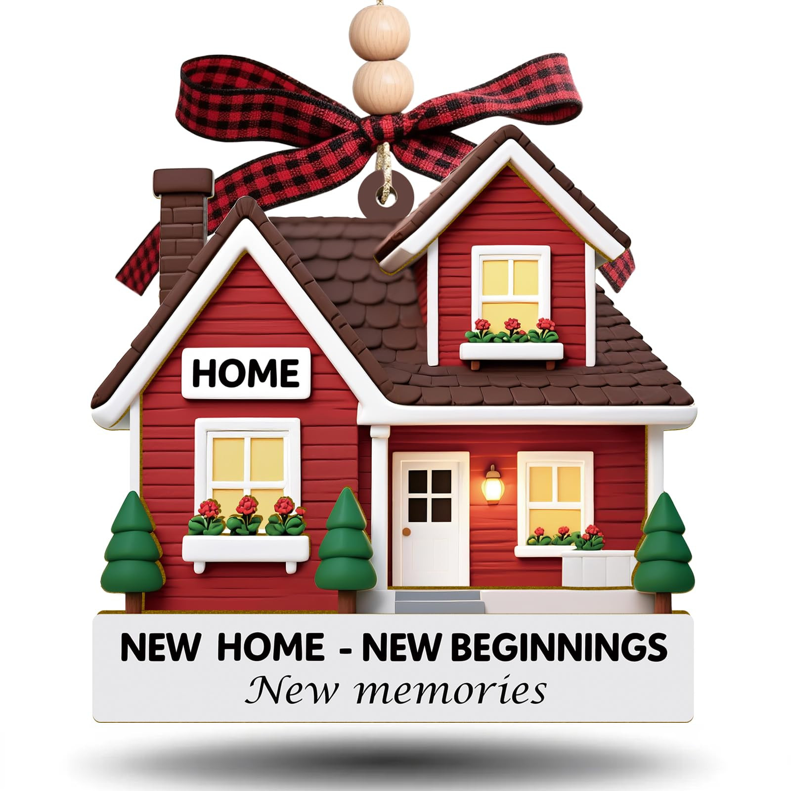 New Home Ornament - Red Wooden Housewarming Gift for Homeowners, Couples & Friends - New Home New... | Amazon (US)