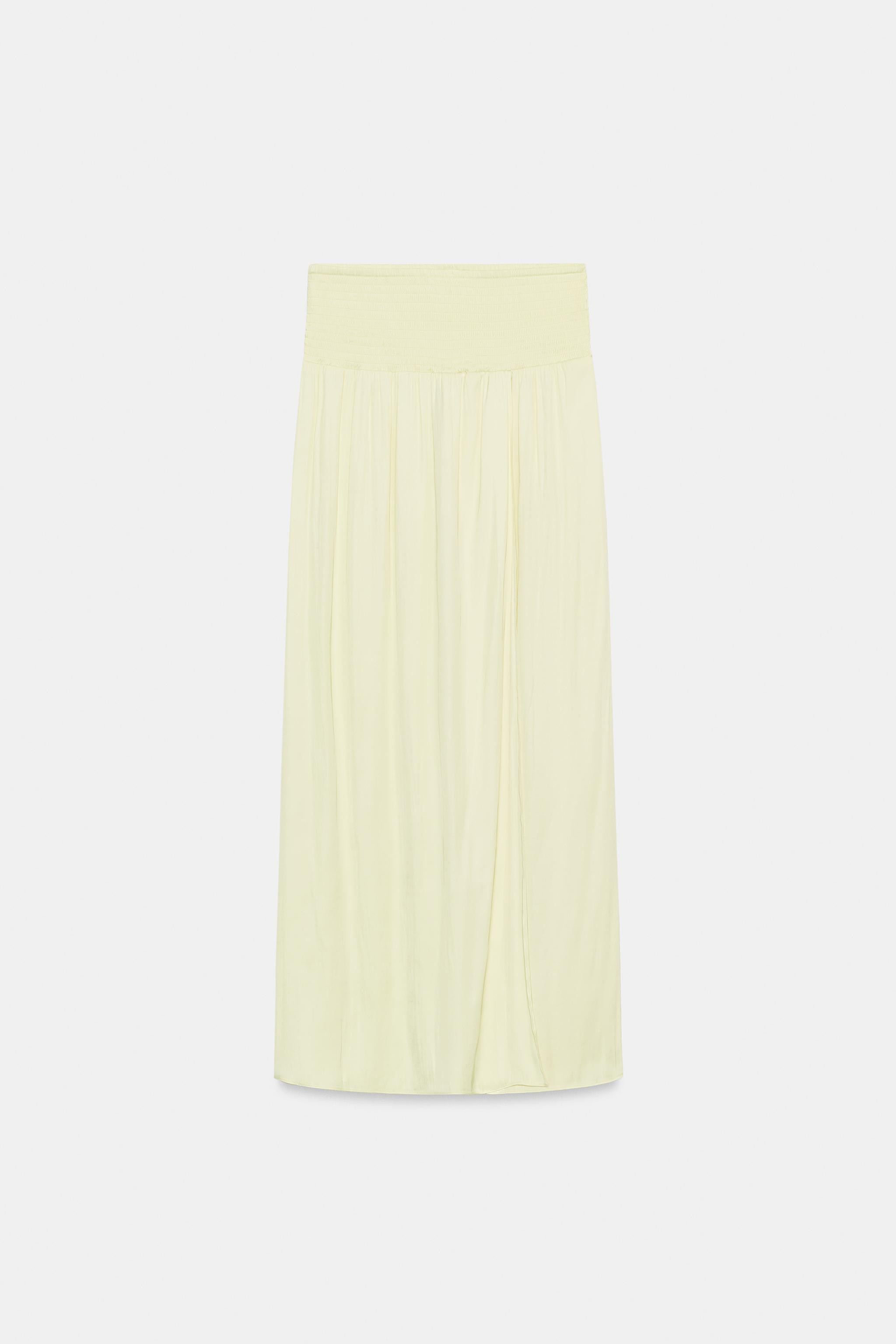 LONG SATIN SKIRT WITH VENT | Zara UK