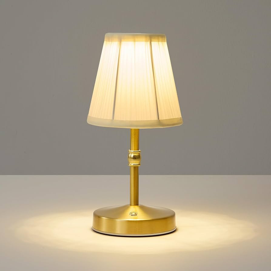 5W Mini Cordless Lamp Gold,3000 mah Small Battery Operated Lamp,Vintage Small Table Lamps,3 Level... | Amazon (US)