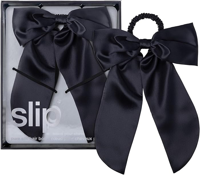 Slip Pure Silk Hair Bow – Black – Oversized Mulberry Silk Bow with Built-In Hair Tie – Redu... | Amazon (US)