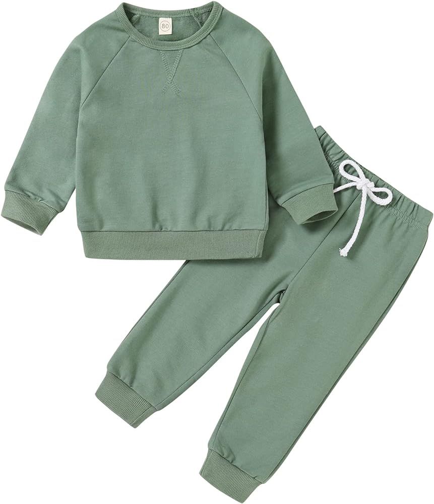 Happy Town Fall Outfits for Toddler Girl Boy Long Sleeve Top and Long Pants Set Toddler Sweatsuit... | Amazon (US)