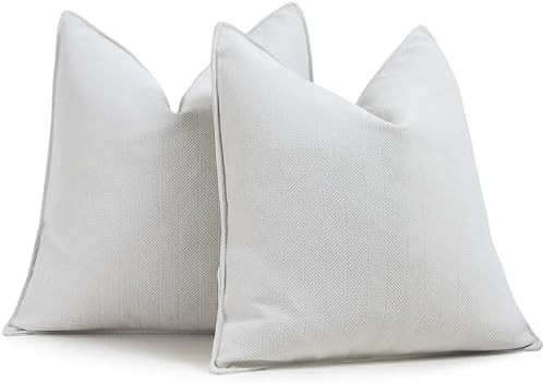 ZWJD Cream Pillow Covers 20x20 Set of 2 Chenille Throw Pillow Covers with Elegant Design Soft and... | Amazon (US)