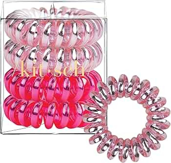 Kitsch Spiral Hair Ties for Women - Waterproof Ponytail Holders for Teens | Stylish Phone Cord Ha... | Amazon (US)
