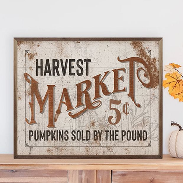 Harvest Market 5 Cents White Framed Sign | Antique Farm House