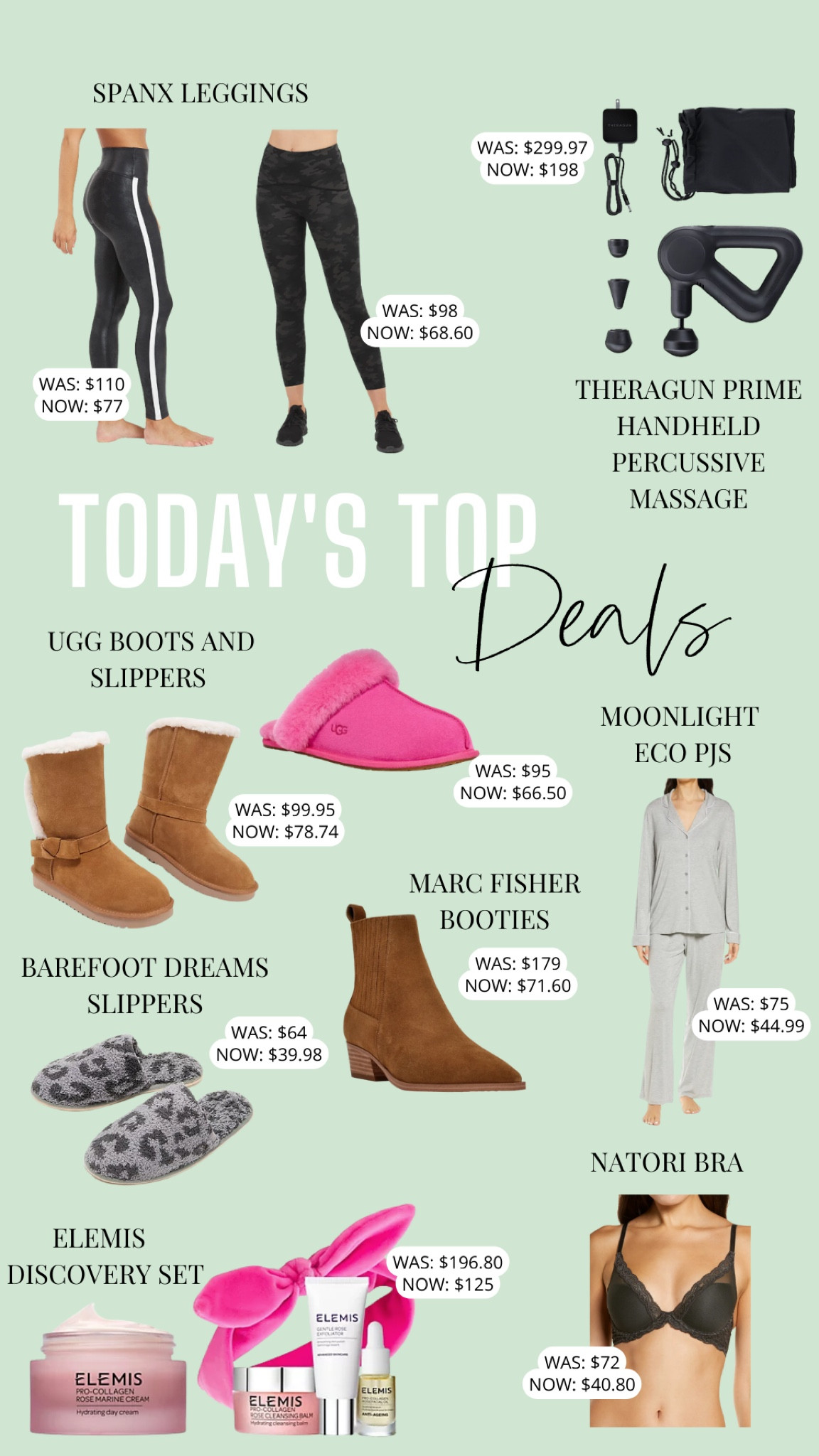 Spanx leather leggings sale // theragun massage // Ugg boots and slippers // Nordstrom half yearly sale // moonlight pajamas // barefoot dreams slippers // Marc fisher booties // Elemis // natori bra // new year sale 

#LTKsalealert #LTKshoecrush #LTKstyletip