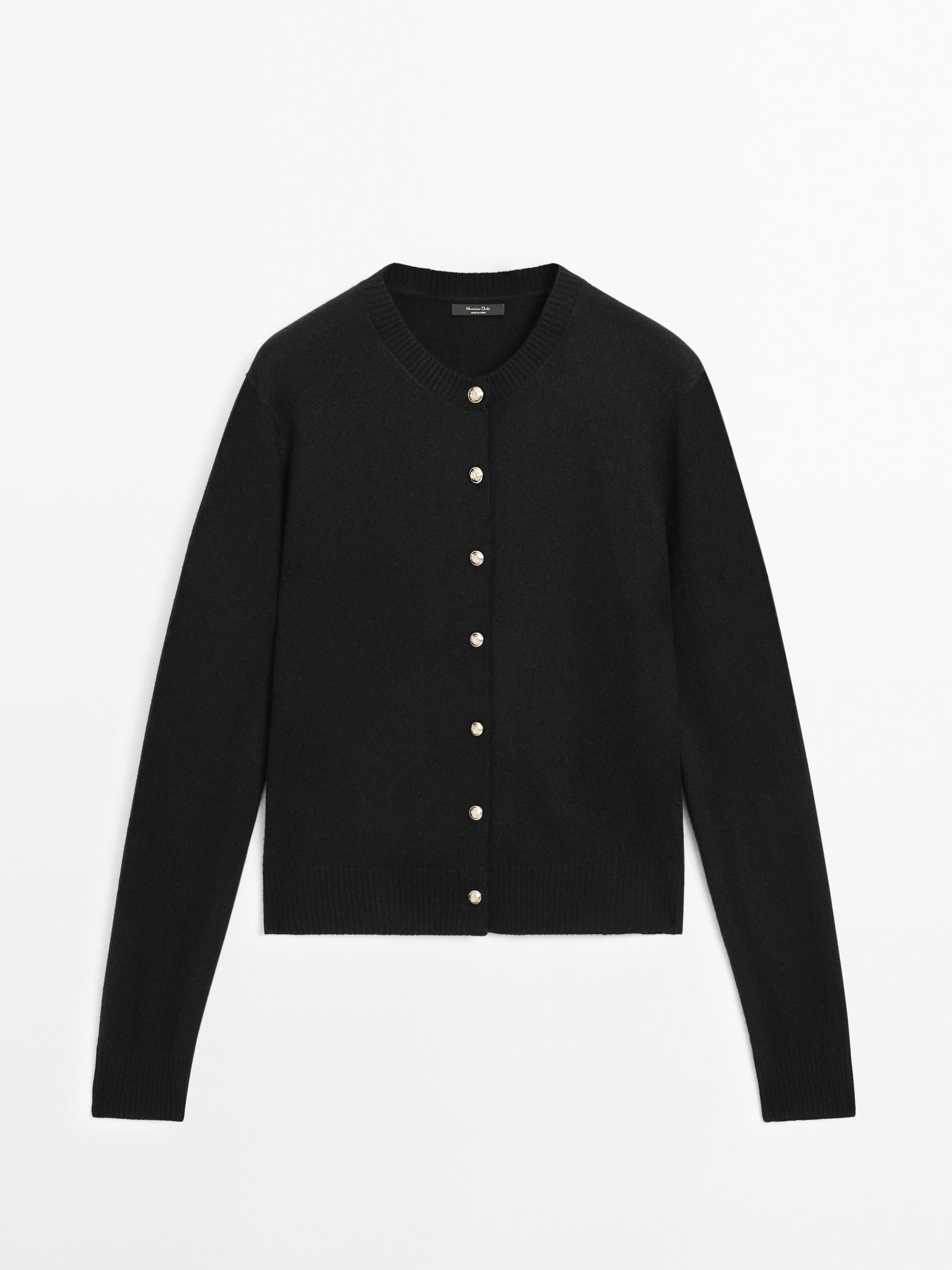 Wool blend cardigan with rhinestone buttons | Massimo Dutti UK