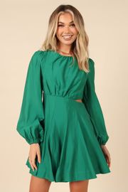Dime Puff Sleeve Cutout Mini Dress - Emerald | Petal & Pup (US)