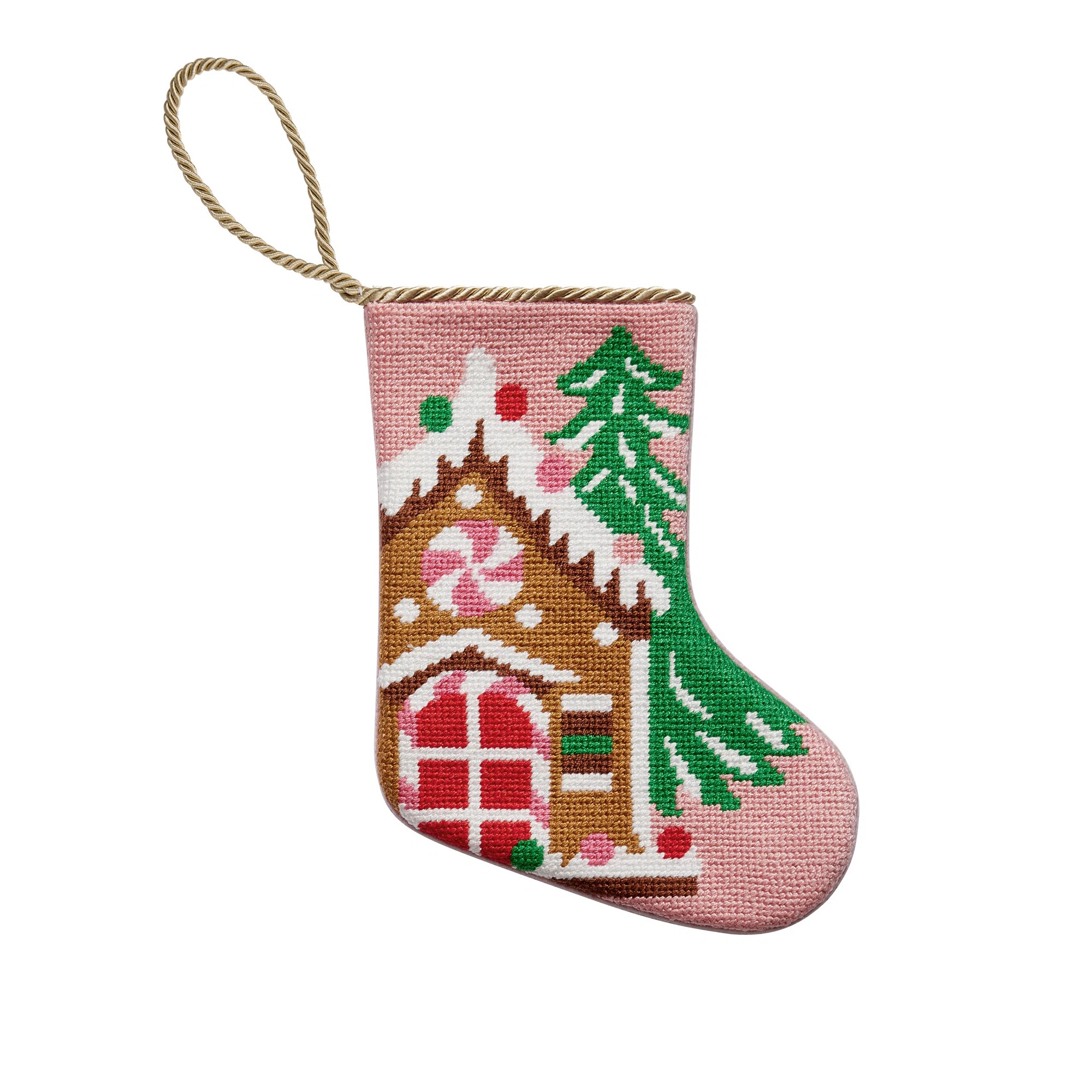Gingerbread House Embroidered Needlepoint Mini Holiday Stocking | Wayfair North America