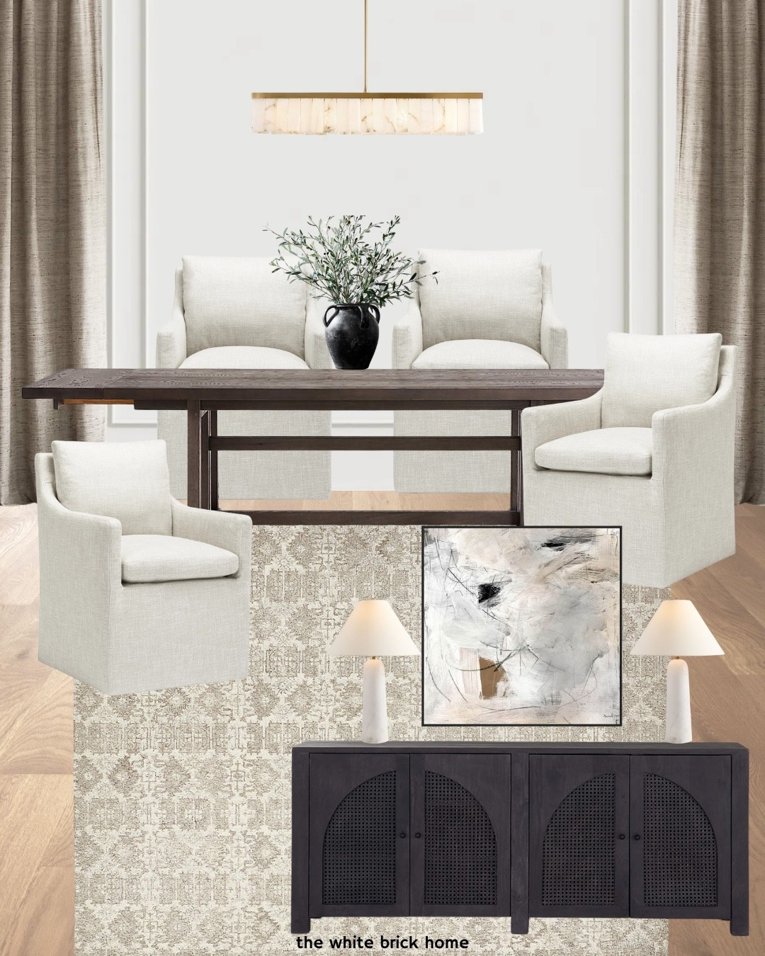 A neutral and beautifully coordinated dining room design! 

🖤🖤

Dining room, dining room decor, dining room design, dining room ideas, home decor, home design, dining table, dining chair, dining chandelier, table lamp, lamp, faux greenery, table centerpiece, buffet table, wall art, wall decor, chandelier, pottery barn lighting, pottery barn, crate and barrel 

#LTKSaleAlert #LTKHome #LTKStyleTip