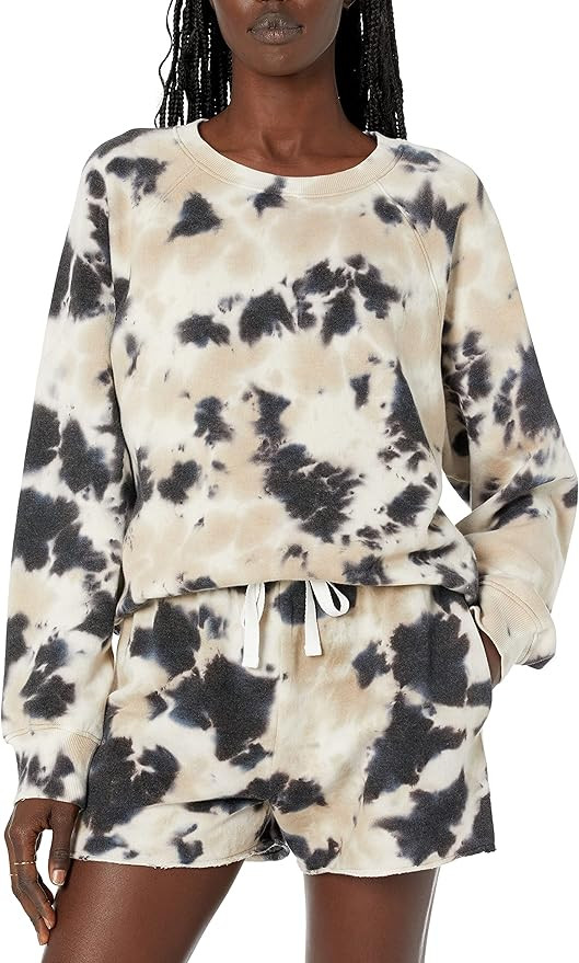 Amazon.com: The Drop Women's Caroline Raglan Long Sleeve Fleece Sweatshirt, Black Tie Dye, M : Cl... | Amazon (US)