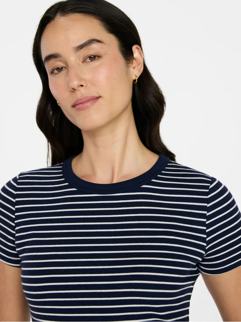 Time and Tru Women's Ribbed Tee with Short Sleeves, Sizes XS-XXXL - Walmart.com | Walmart (US)