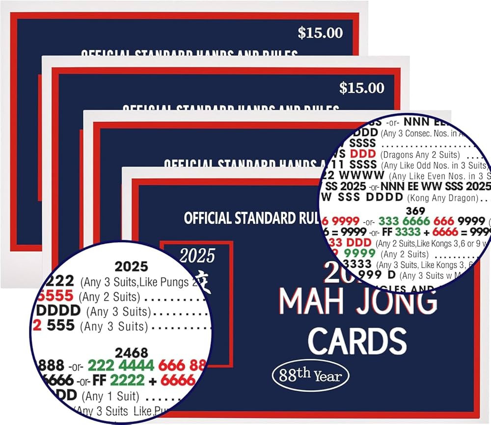 mah jong 2025 Cards Official Revision - Large Size - 4Pcs | Amazon (US)