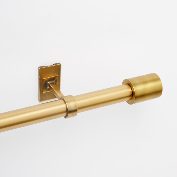 Oversized Adjustable Curtain Rod w/ Cylinder Finials - Antique Brass | West Elm (US)