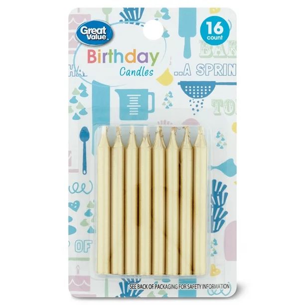 Great Value Birthday Candles, Gold, 16 Count | Walmart (US)