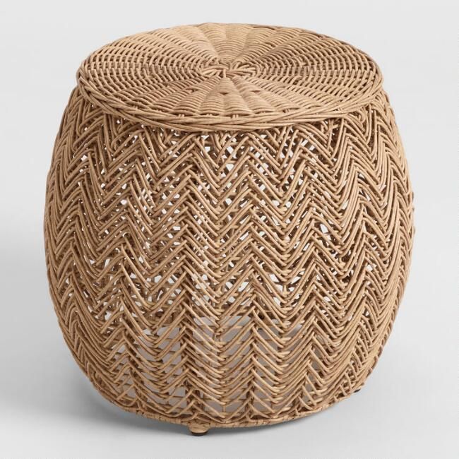 Natural All Weather Wicker Woven Trenton Outdoor Stool | World Market