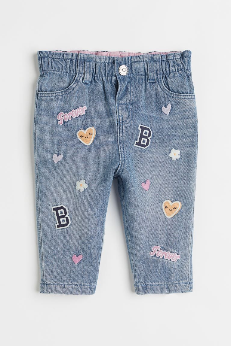 Embroidered Jeans - Light denim blue/patterned - Kids | H&M US | H&M (US + CA)