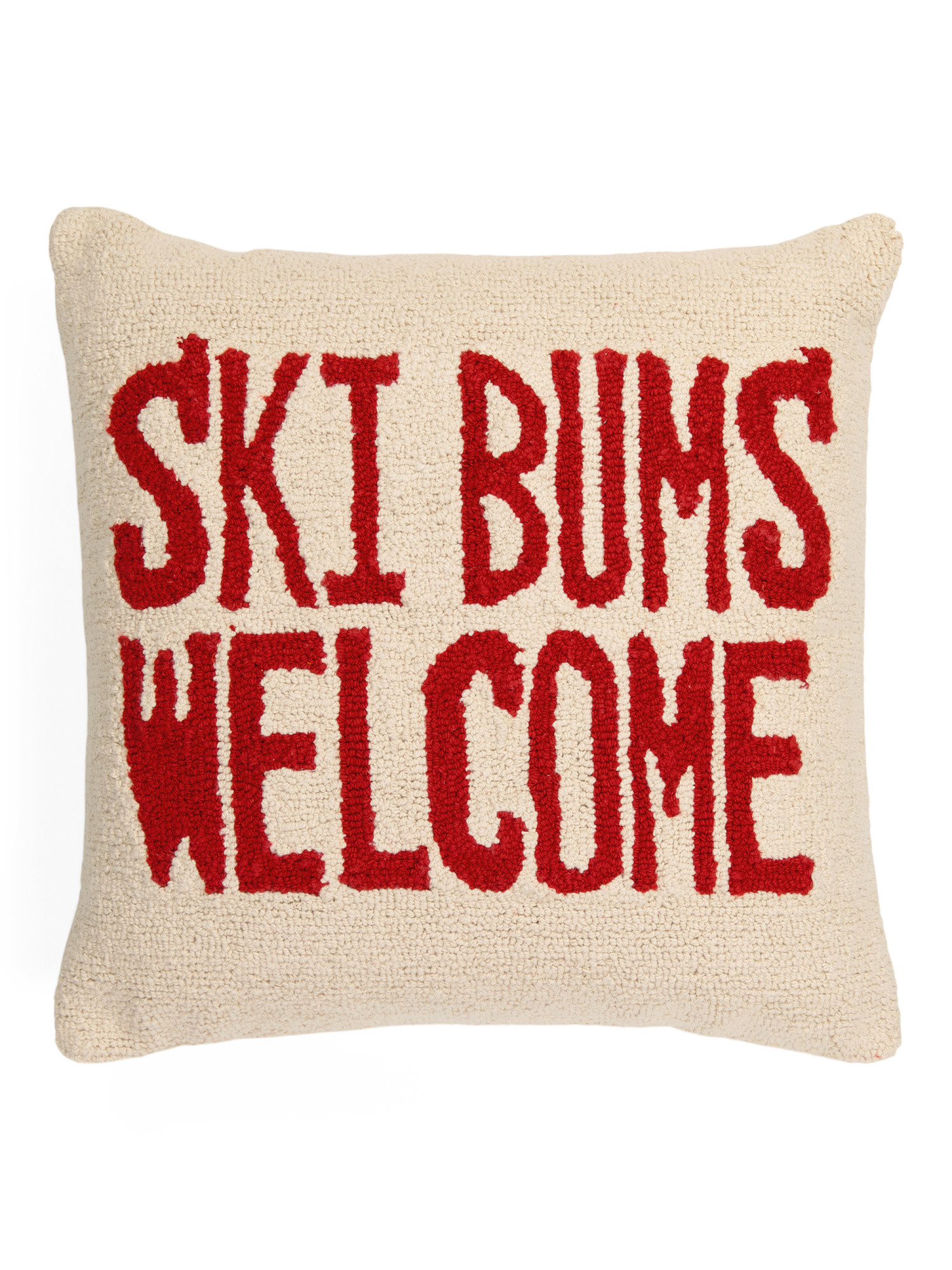 20x20 Hand Hooked Ski Bums Welcome Pillow | Marshalls
