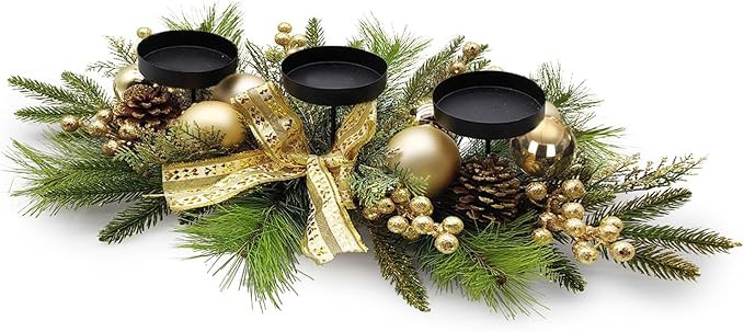 Christmas Table Centerpieces Decorations, 27.5 Inch Designed with Golden Bowknot Baubles Ornament... | Amazon (US)