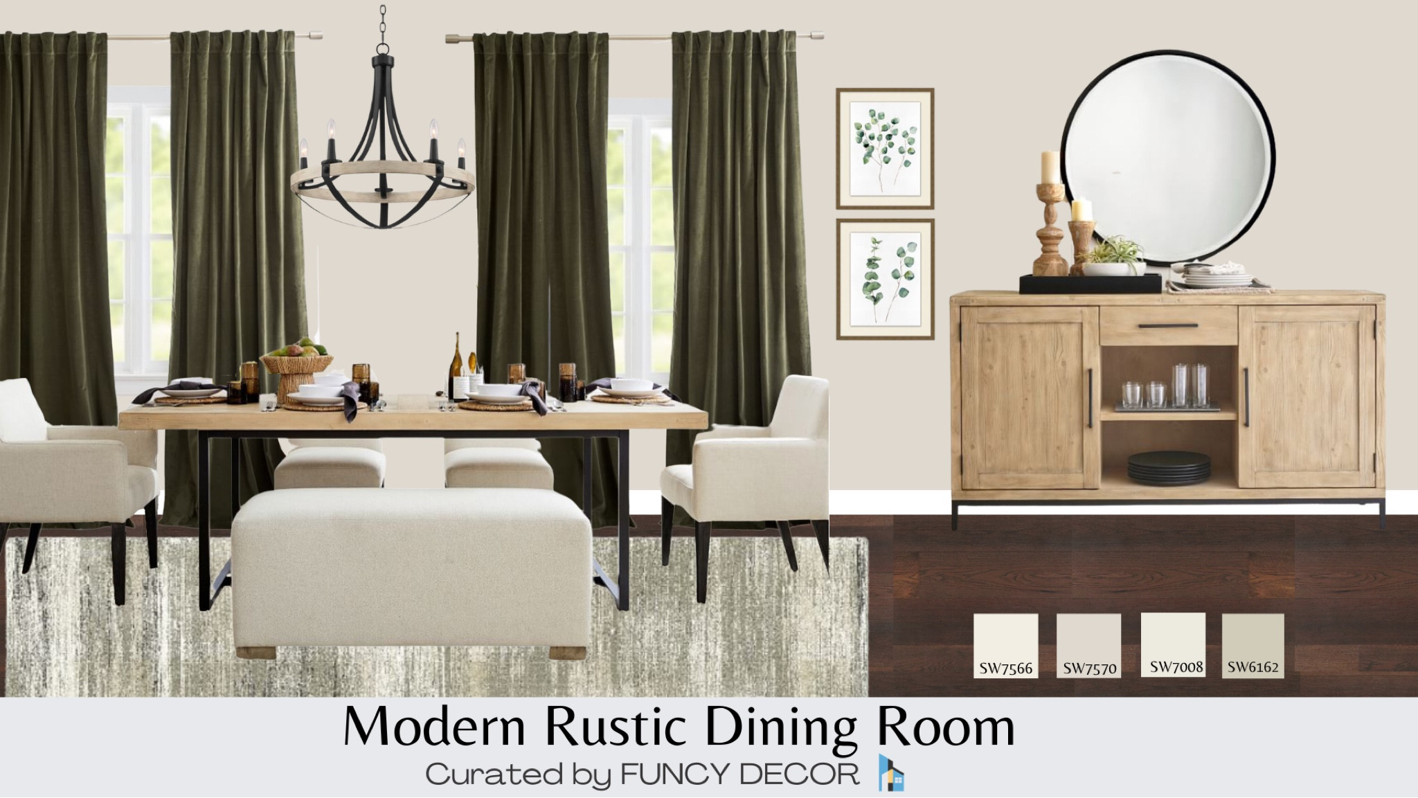 This Modern Rustic dining room is elegant and earthy.  Pieces are curated from Pottery Barn, West Elm and Lowes.

#LTKFind #LTKstyletip #LTKhome