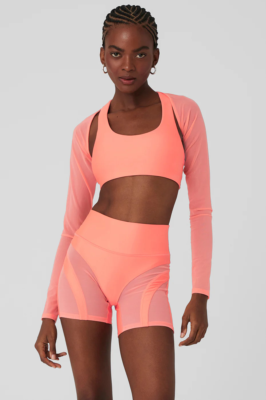 Alo YogaÂ® | Mesh Heat Wave Shrug Top in Candy Orange Pink, Size: Medium | Alo Yoga (US)