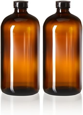2 Pack - 32oz Boston Round Amber Glass Growler - with Phenolic Poly Cone Insert Caps - Tight Seal... | Amazon (US)