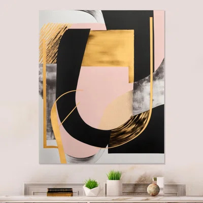 Pink And Gold Art Deco I - Modern Metal Wall Décor | Wayfair North America