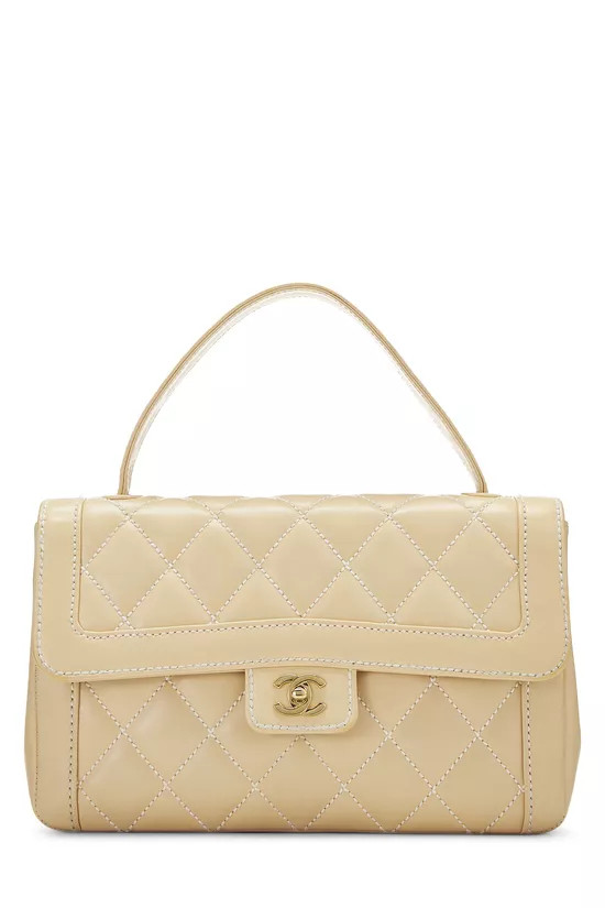 Pre-Owned Beige Calfskin Wild Stitch Top Handle Bag Q6B3D33PIB000 | What Goes Around Comes Around