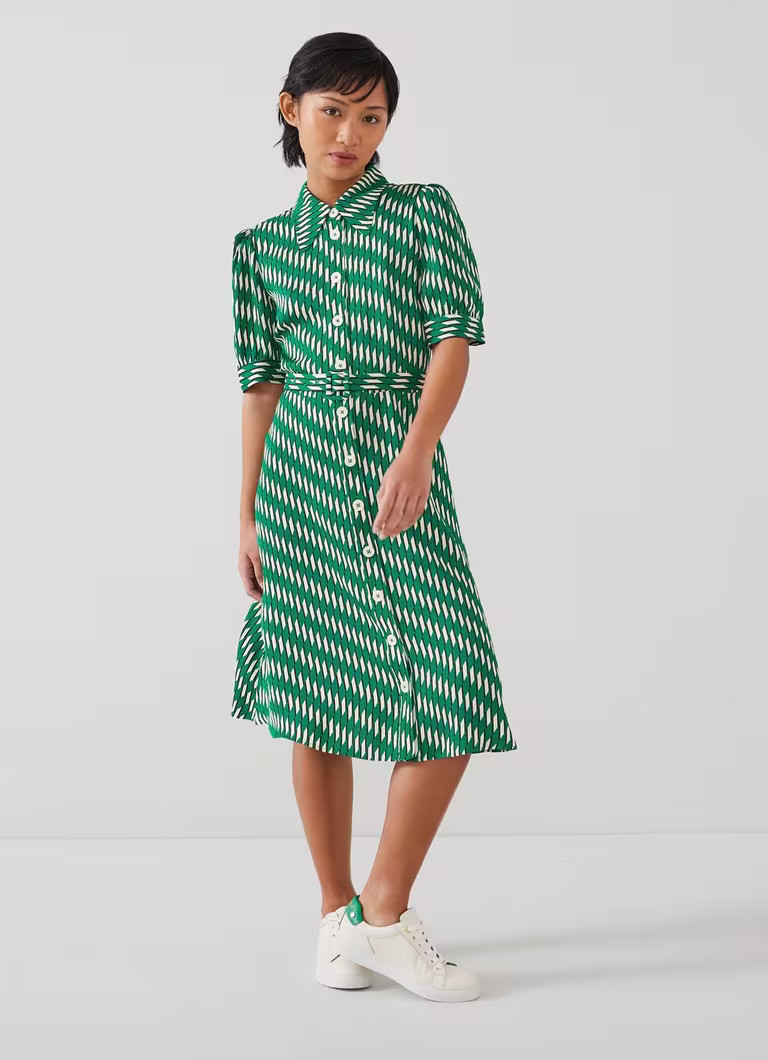 Valerie Petite Green Modernist Print Shirt Dress | L.K. Bennett (UK)