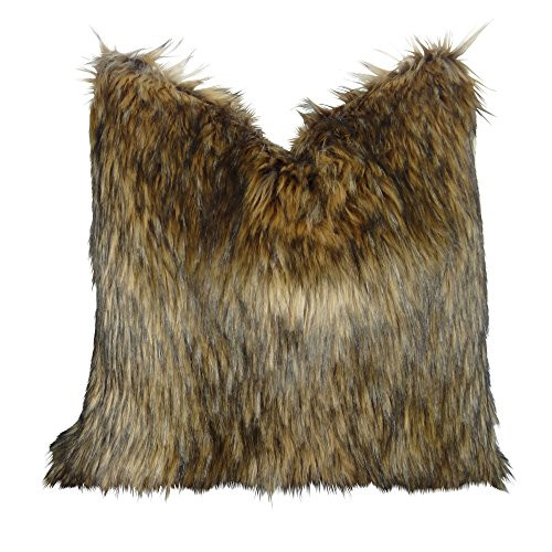 Thomas Collection Brown Fur Throw Pillow - Wolf Luxury Faux Fur Pillow, Handmade in USA, 17406 | Amazon (US)