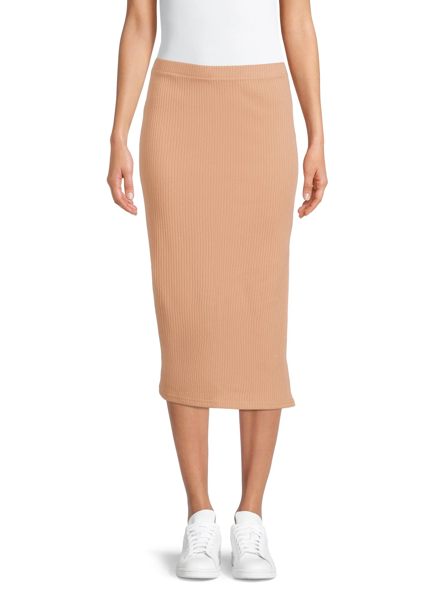 Time and Tru Women's Pull-On Ribbed Midi Skirt - Walmart.com | Walmart (US)