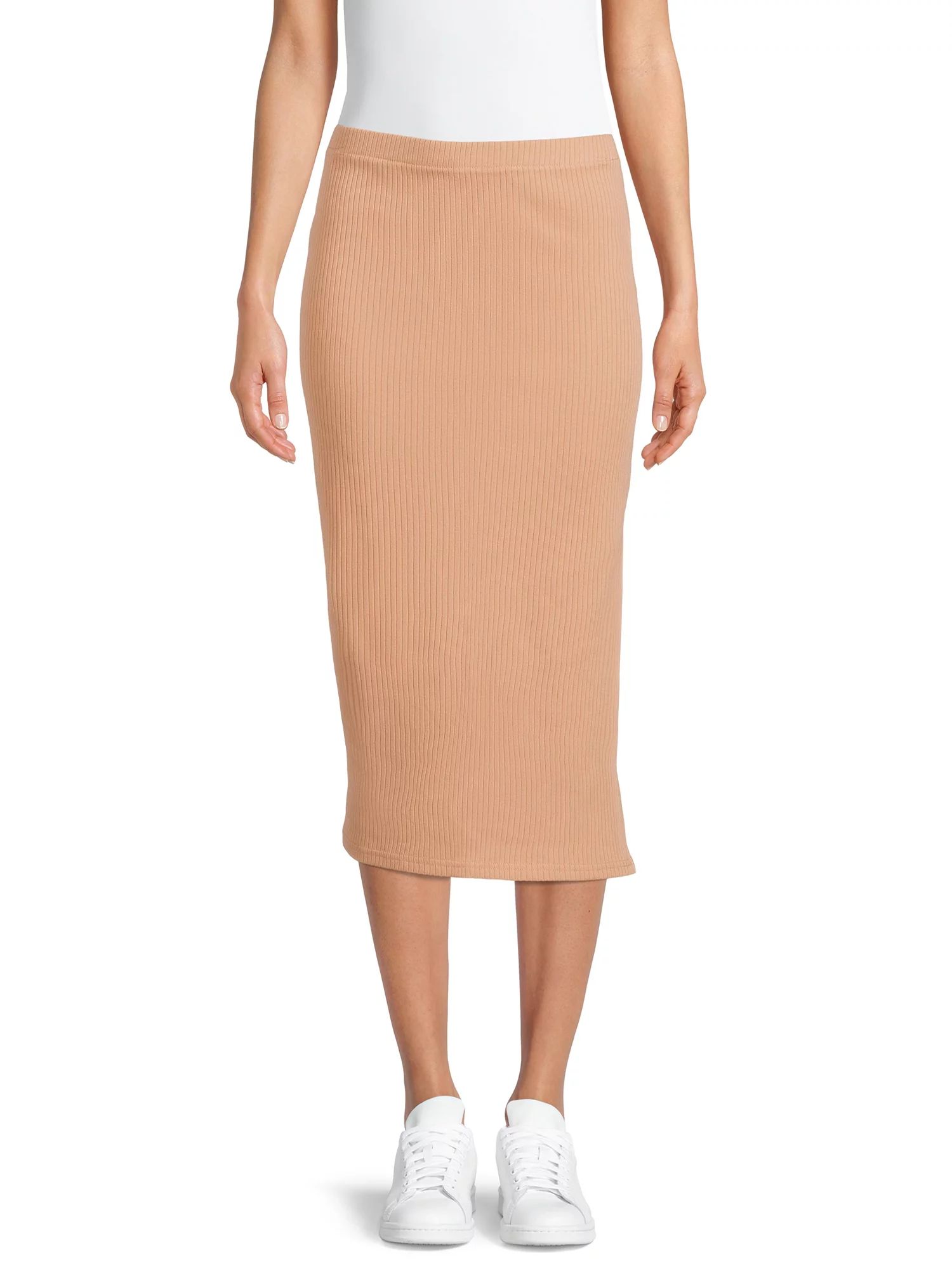 Time and Tru Women's Pull-On Ribbed Midi Skirt | Walmart (US)