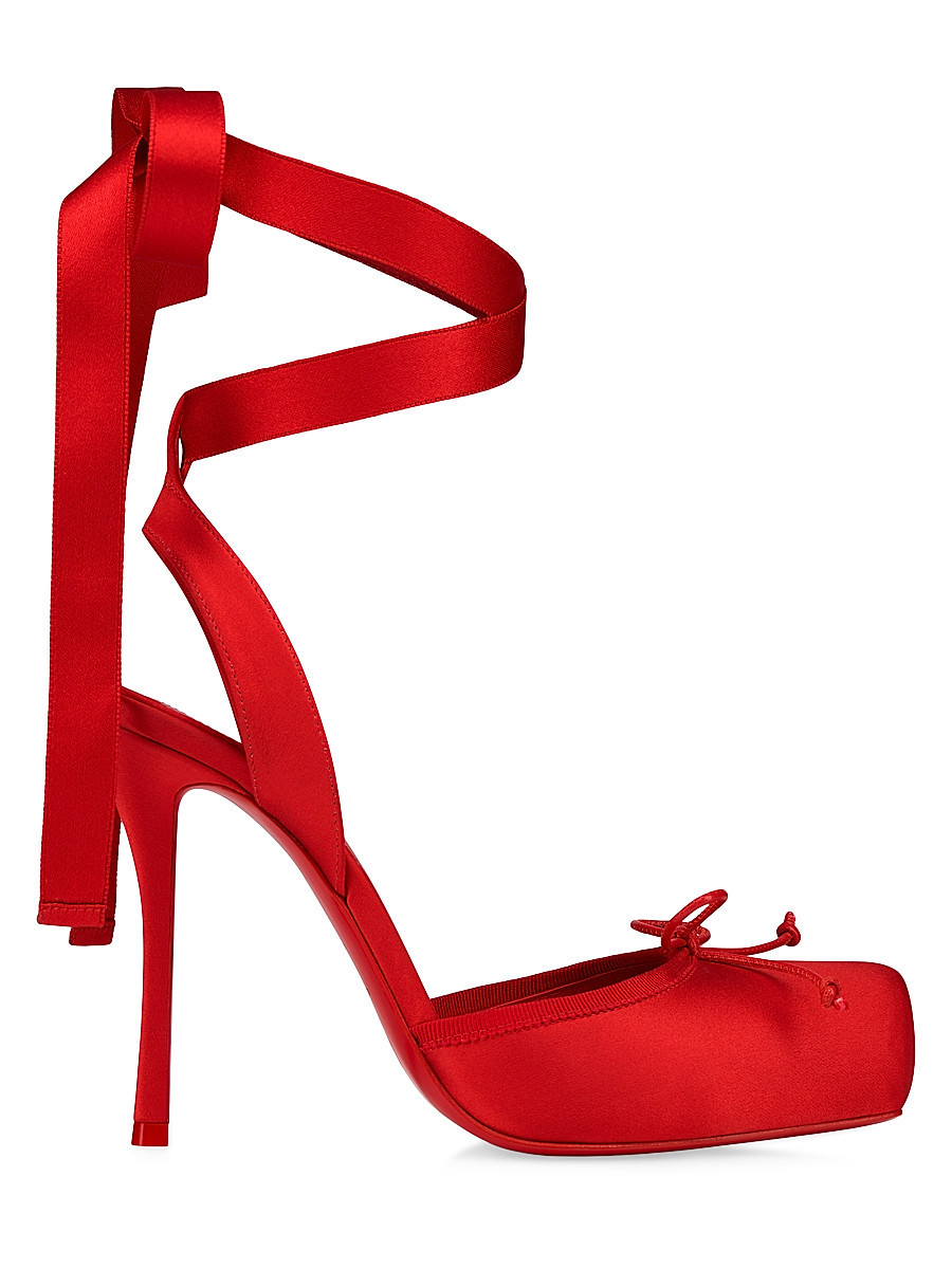 Women's Cassia Lace Up 100MM Satin Pumps - Loubi - Size 6 | Saks Fifth Avenue