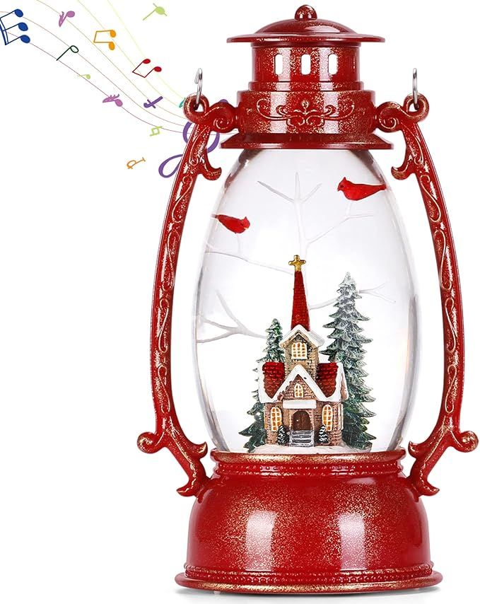 Christmas Snow Globes Musical with Cardinal & Church, Snowglobes Christmas Lantern Glitter Lighte... | Amazon (US)