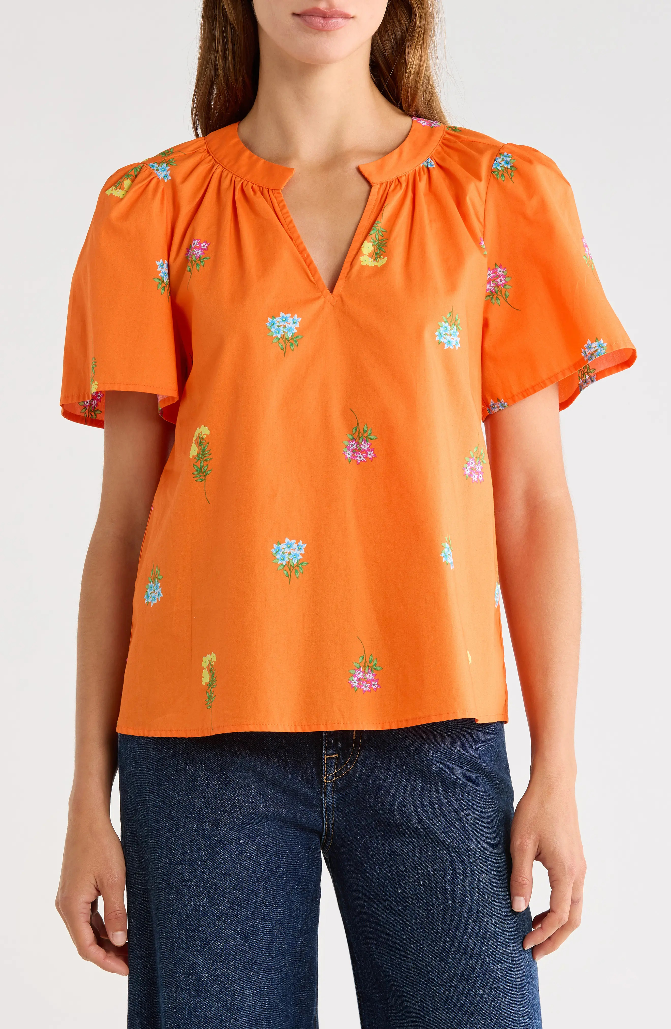 Mely Floral Puff Sleeve Cotton Top (Women) | Nordstrom | Nordstrom
