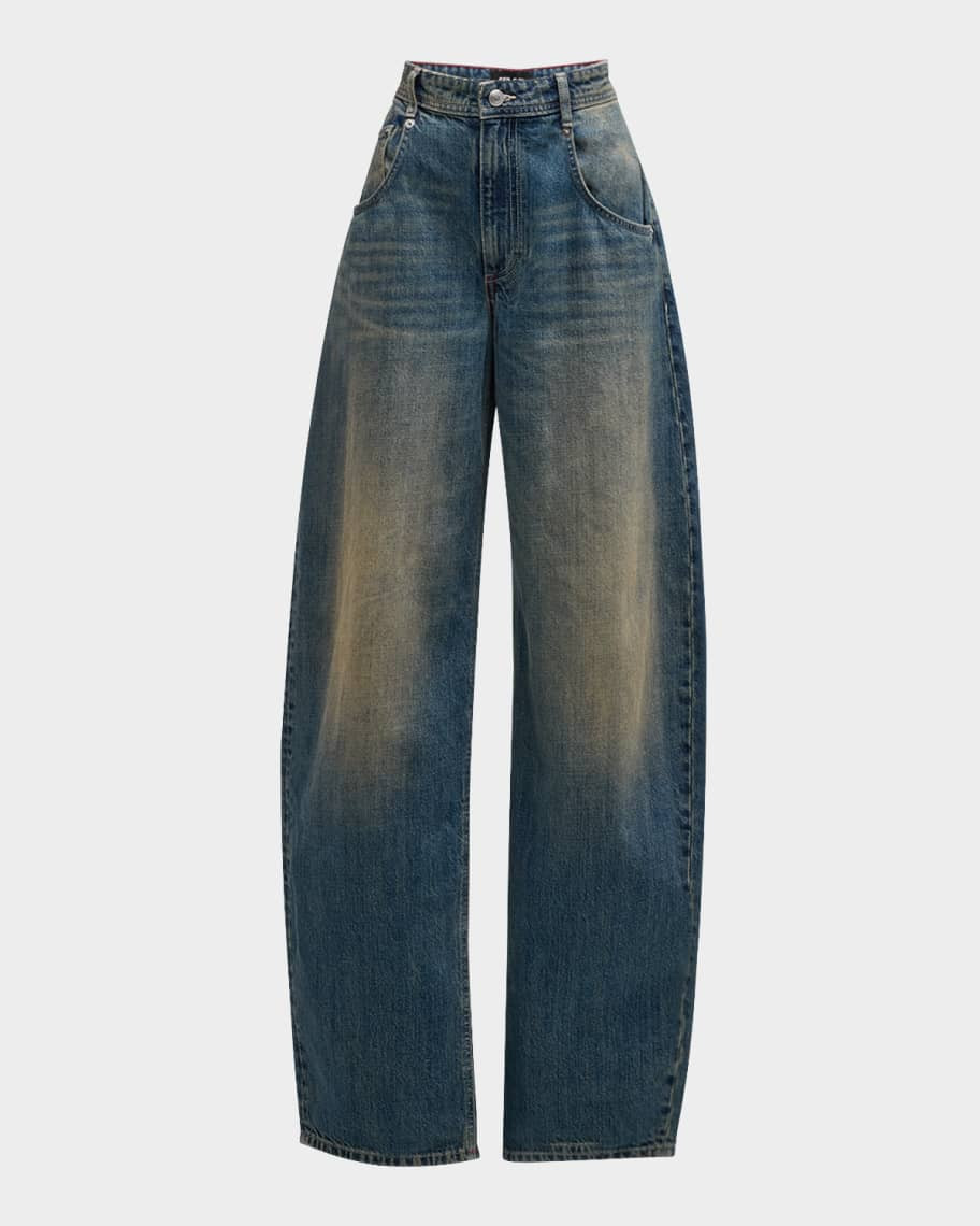 SER.O.YA Marbel Mid Rise Barrel-Leg Jeans | Neiman Marcus