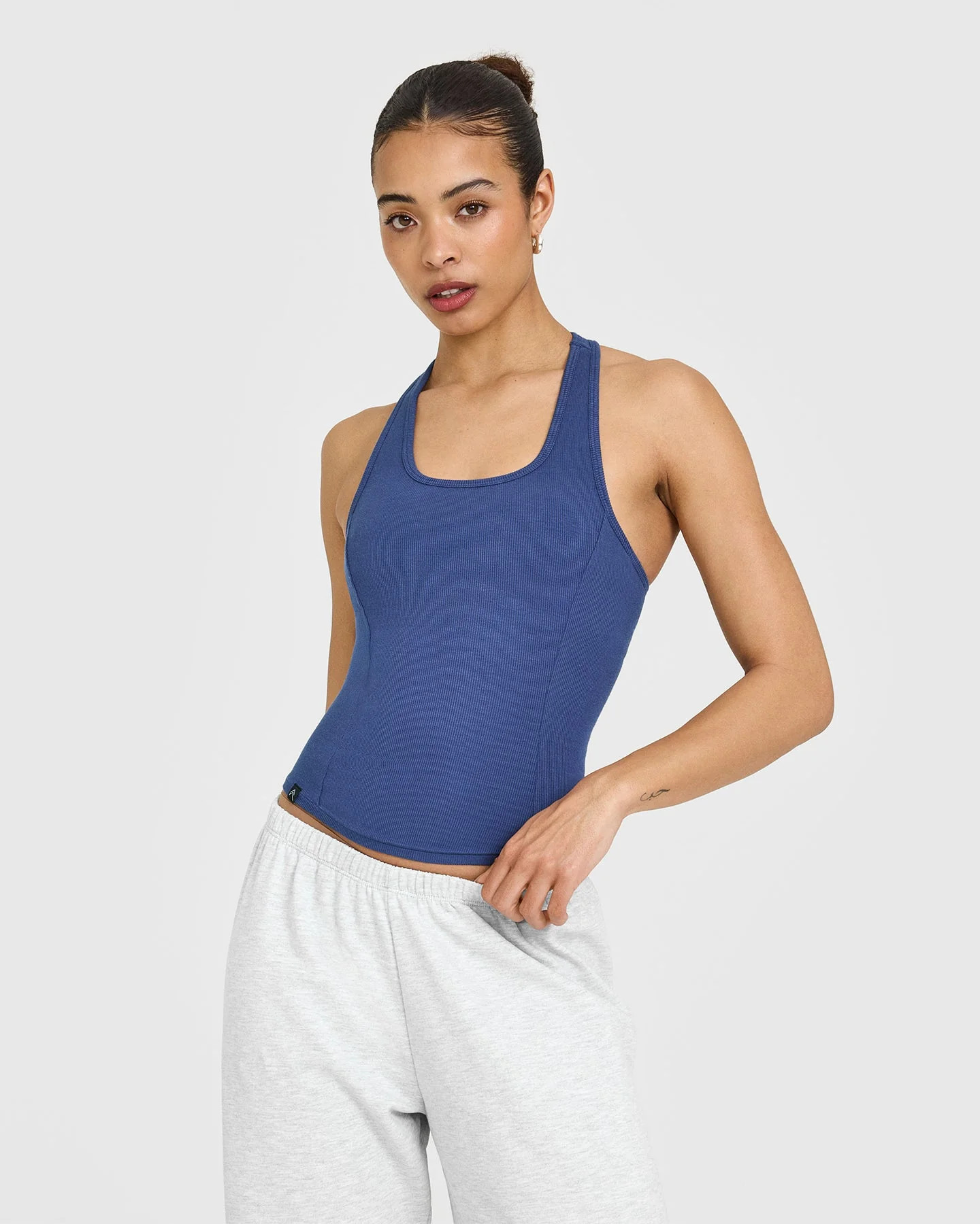 Mellow™ Rib Scoop Neck Vest with Built in Bra Shelf 
 Shadow Blue | Oner Active (UK / US)