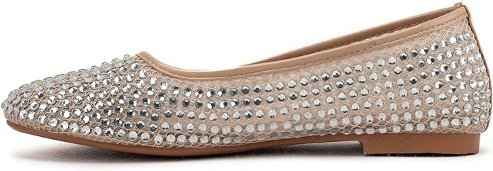 WIRALOMI Rhinestone Ballet Flats for Women Sparkly Ballerina Flats Comfortable Mesh Glitter Party... | Amazon (US)
