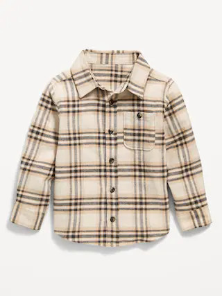 Cozy Long-Sleeve Plaid Pocket Shirt for Toddler Boys | Old Navy (US)