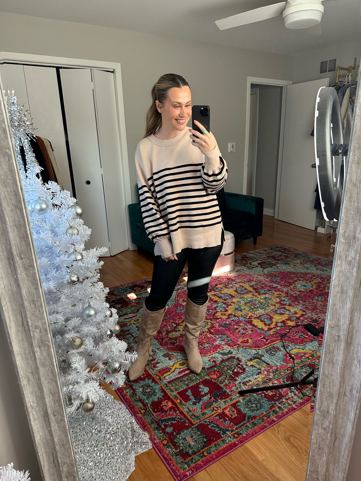 Faux leather leggings and oversized sweater are both amazon fashion finds! Boots
Are under $50!

#LTKunder50 #LTKshoecrush #LTKstyletip