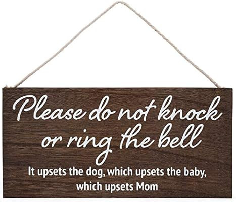 Baby Sleeping Sign for Front Door - Please do not Knock or Ring The Bell, it upsets The Dog, whic... | Amazon (US)